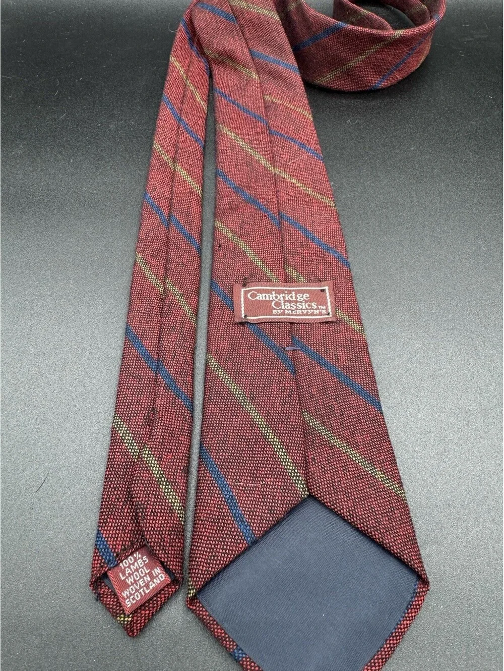 Vintage Cambridge Classics Lambswool Tie Scotland Preppy 56” x 3.5” Retro School